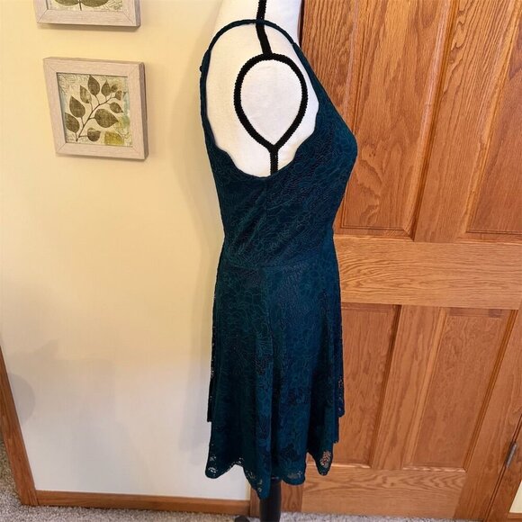 BCX Juniors Sz 7 Green A-Line Halter Lace Dress Party Cocktail Homecoming Dance - Picture 5 of 8